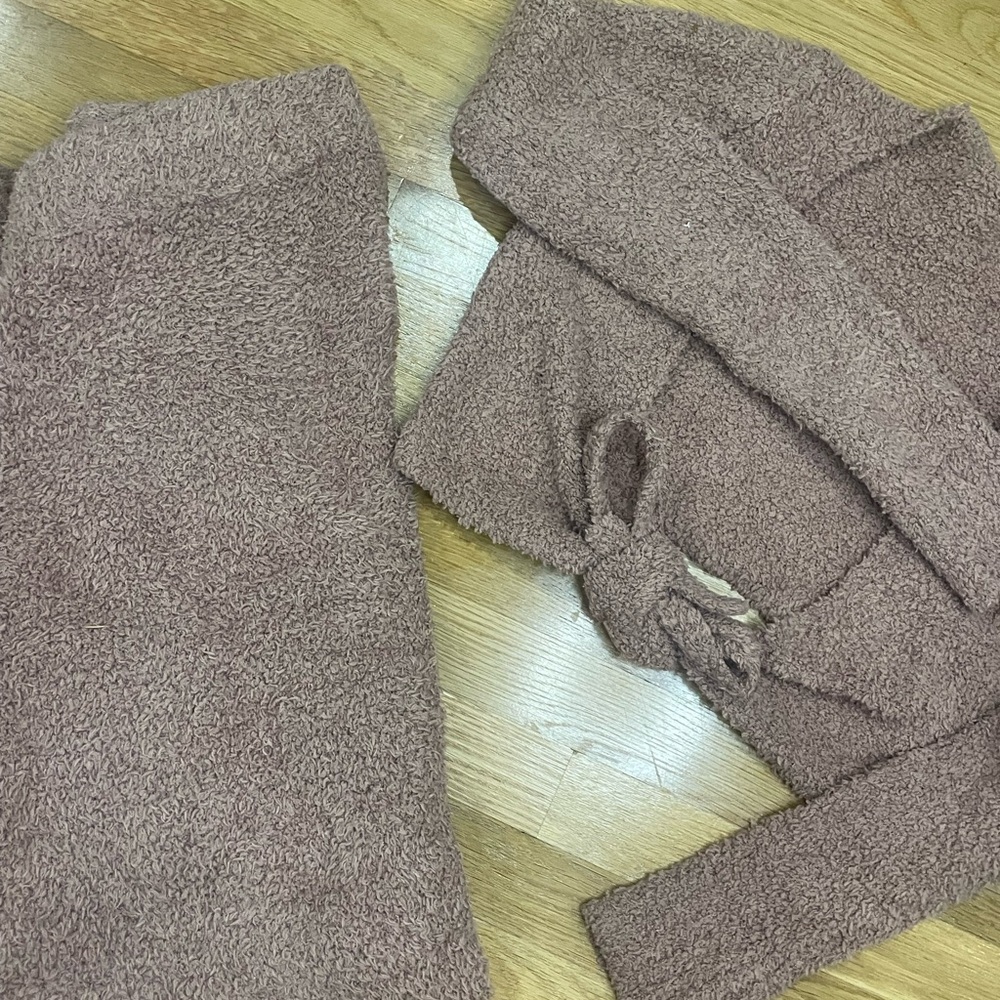 SKIMS Cozy knit wrap top and pants set